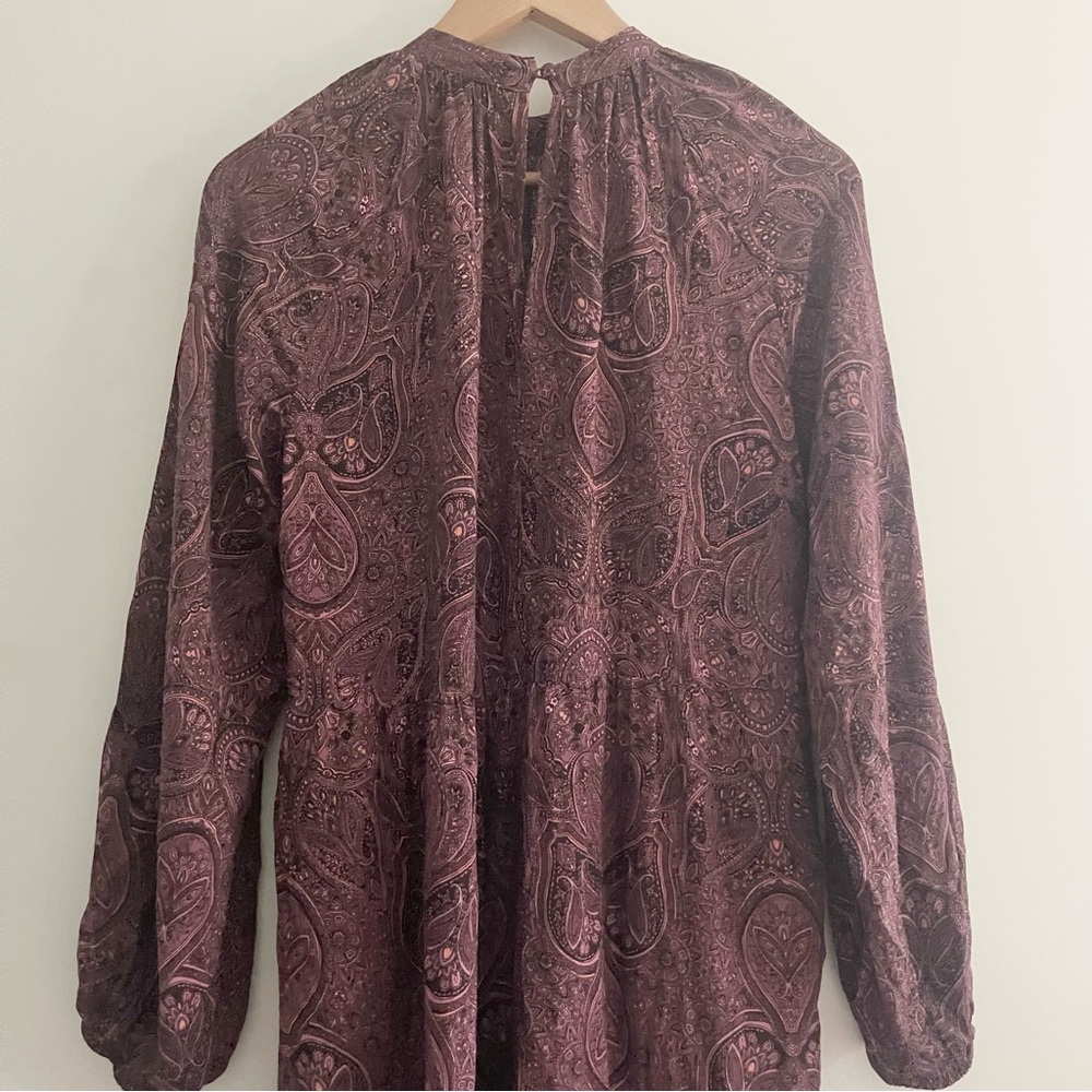 A New Day Target Long Sleeve Paisley Maxi Dress in Plum Purple Women’s Sz S Boho - Picture 10 of 11